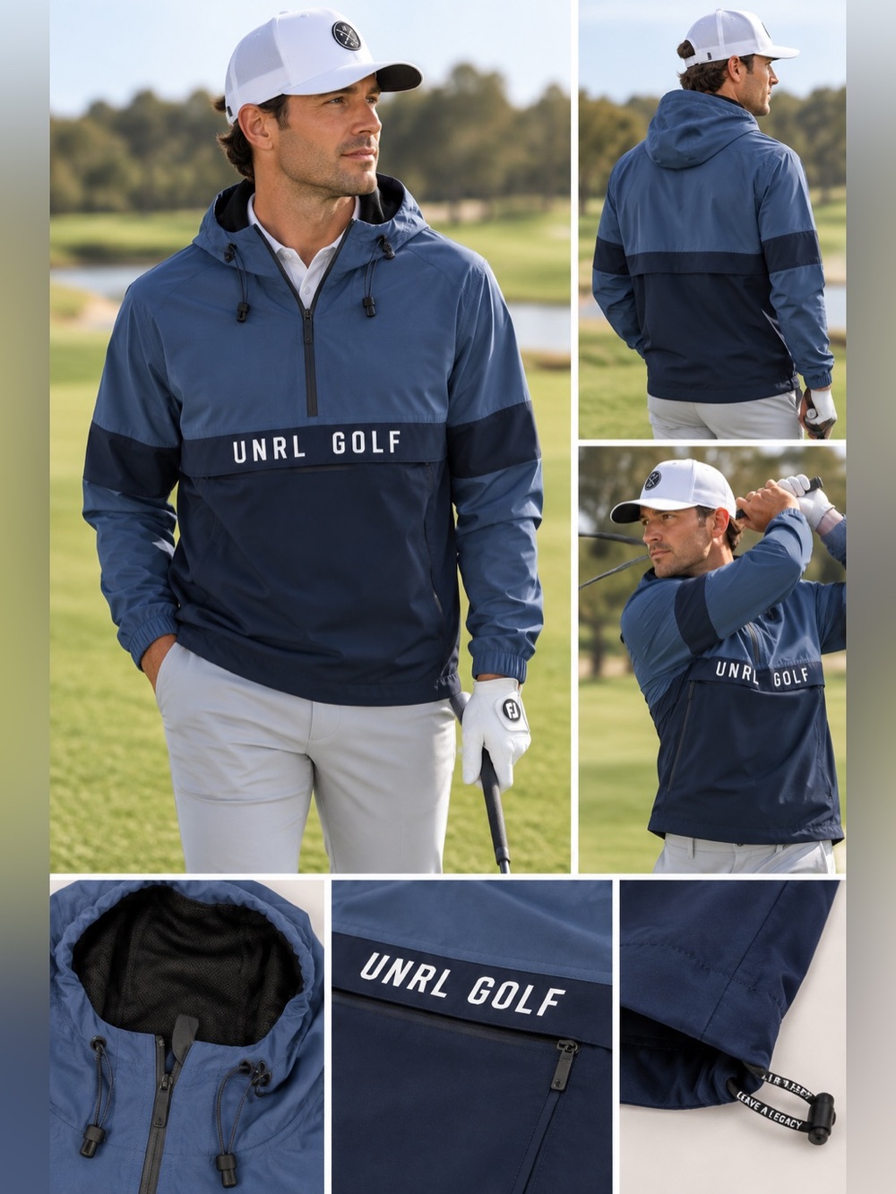 🏌️⛳️ UNRL Golf DWR Track Jacket Color Block Blue & Black M